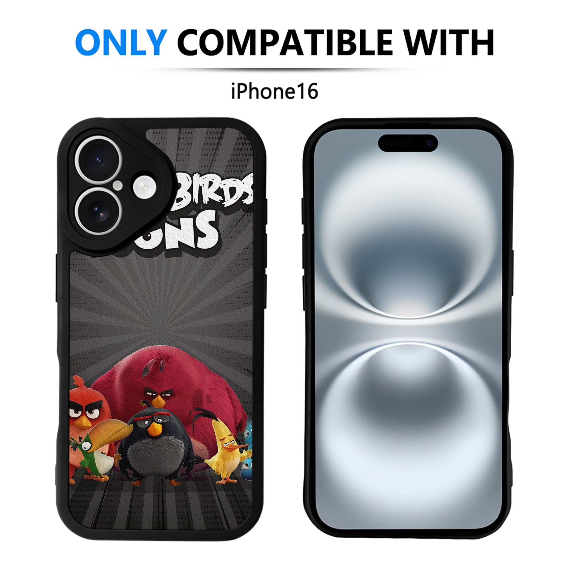 （画像用） Angry Birds アングリーバード 【iPhone 16シリーズ対応】シリコンスマホケース（レザー調） 材質：シリコン